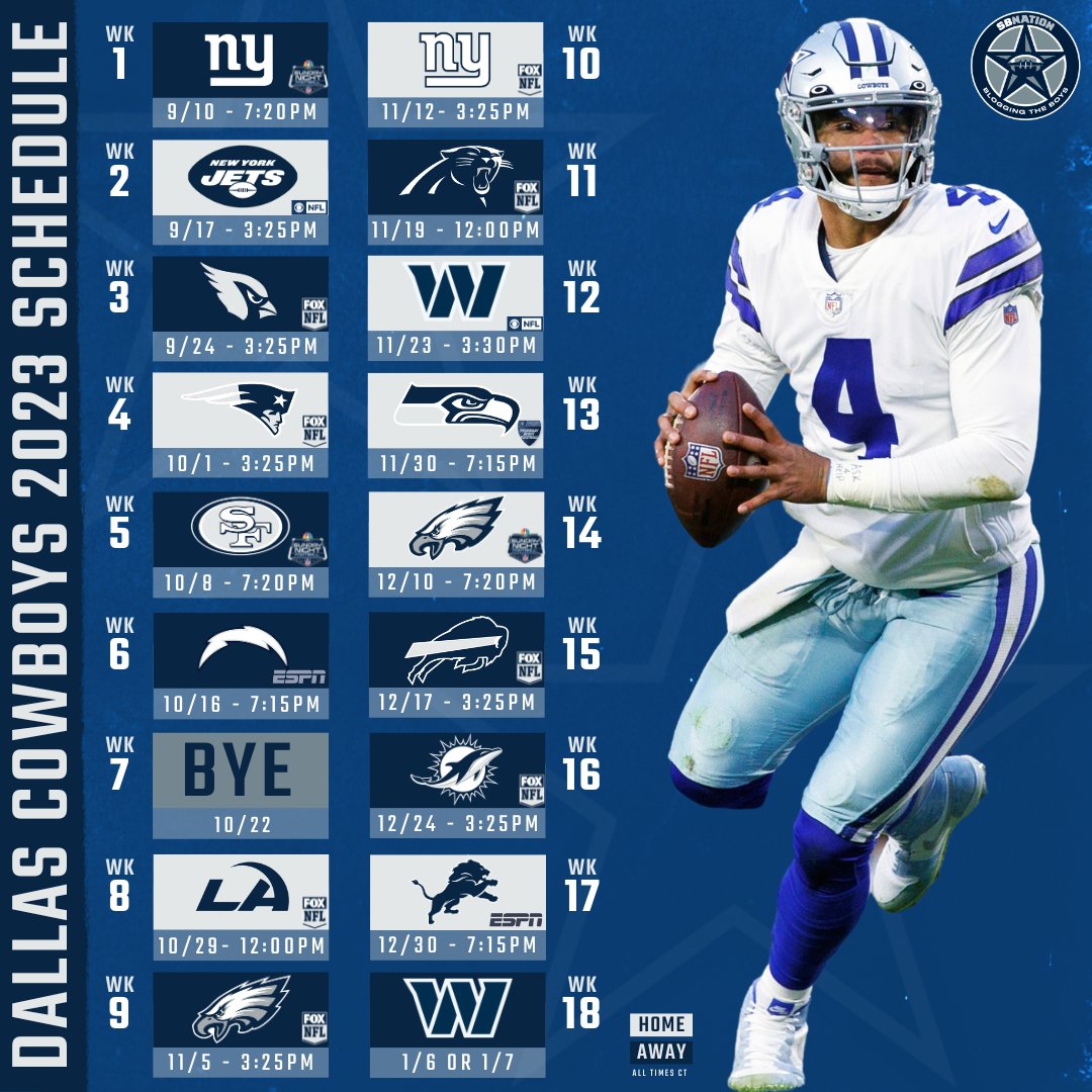 2023 Dallas Cowboys Schedule